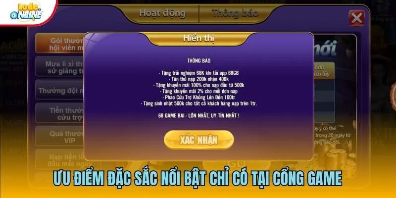 Ưu điểm đặc sắc nổi bật chỉ có tại cổng game