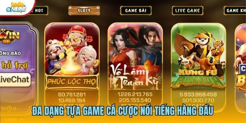 Đa dạng tựa game cá cược nổi tiếng hàng đầu